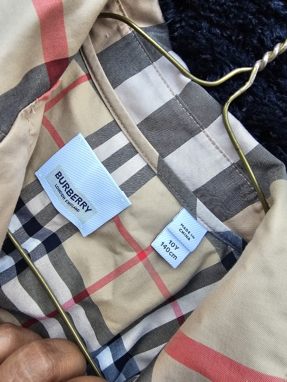 Burberry Beige Classic Check Jacket with Red & Black Accents